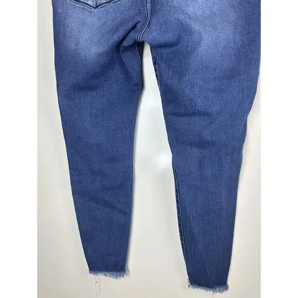 KanCan Skinny High Rise Ripped Hem Jeans Sandblast Blue Denim Plus Size 18 - Picture 8 of 10